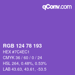 颜色代码: RGB 124 78 193 | qconv.com
