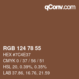 Color code: RGB 124 78 55 | qconv.com