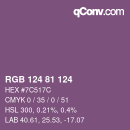 颜色代码: RGB 124 81 124 | qconv.com
