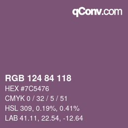 Farbcode: RGB 124 84 118 | qconv.com