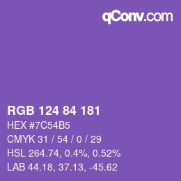Código de color: RGB 124 84 181 | qconv.com