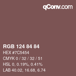 カラーコード: RGB 124 84 84 | qconv.com