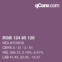 Farbcode: RGB 124 85 120 | qconv.com