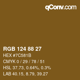Color code: RGB 124 88 27 | qconv.com