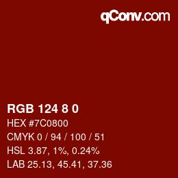 カラーコード: RGB 124 8 0 | qconv.com