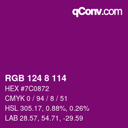 Color code: RGB 124 8 114 | qconv.com