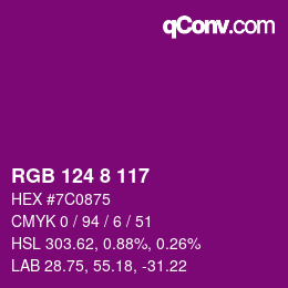 カラーコード: RGB 124 8 117 | qconv.com