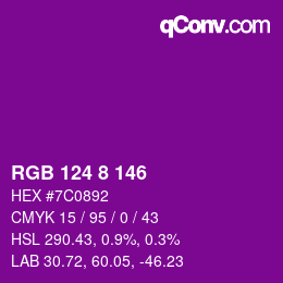 Color code: RGB 124 8 146 | qconv.com