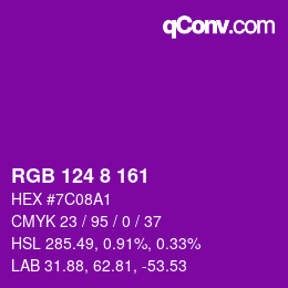Color code: RGB 124 8 161 | qconv.com