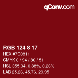 Color code: RGB 124 8 17 | qconv.com