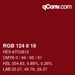 Color code: RGB 124 8 18 | qconv.com