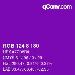 Color code: RGB 124 8 180 | qconv.com