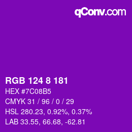 颜色代码: RGB 124 8 181 | qconv.com