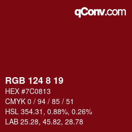 Color code: RGB 124 8 19 | qconv.com
