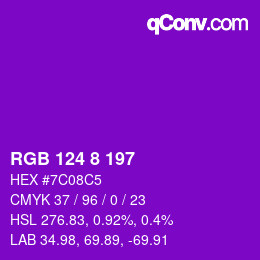 Color code: RGB 124 8 197 | qconv.com