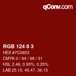 カラーコード: RGB 124 8 3 | qconv.com