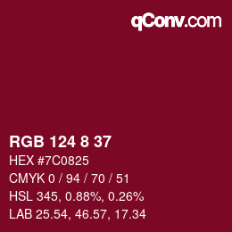 颜色代码: RGB 124 8 37 | qconv.com