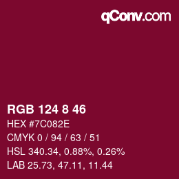 Color code: RGB 124 8 46 | qconv.com