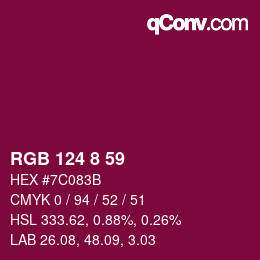 Color code: RGB 124 8 59 | qconv.com