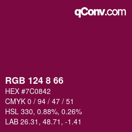Color code: RGB 124 8 66 | qconv.com
