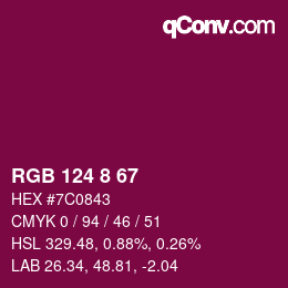 Color code: RGB 124 8 67 | qconv.com
