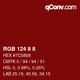 Código de color: RGB 124 8 8 | qconv.com