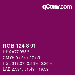 Color code: RGB 124 8 91 | qconv.com