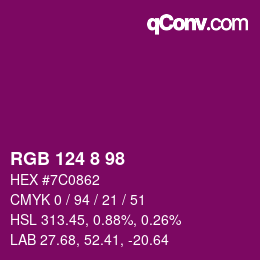 Color code: RGB 124 8 98 | qconv.com