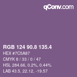 カラーコード: RGB 124 90.8 135.4 | qconv.com