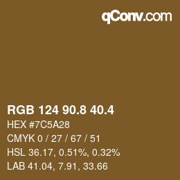 カラーコード: RGB 124 90.8 40.4 | qconv.com
