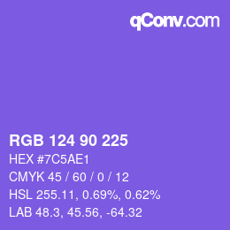 Color code: RGB 124 90 225 | qconv.com