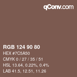 Color code: RGB 124 90 80 | qconv.com