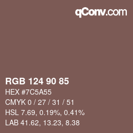 Farbcode: RGB 124 90 85 | qconv.com