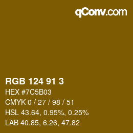 Color code: RGB 124 91 3 | qconv.com