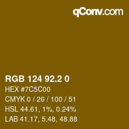 カラーコード: RGB 124 92.2 0 | qconv.com