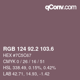 カラーコード: RGB 124 92.2 103.6 | qconv.com