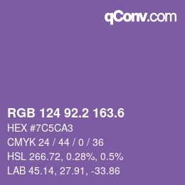 カラーコード: RGB 124 92.2 163.6 | qconv.com
