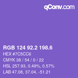 カラーコード: RGB 124 92.2 198.6 | qconv.com