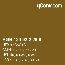 カラーコード: RGB 124 92.2 28.6 | qconv.com