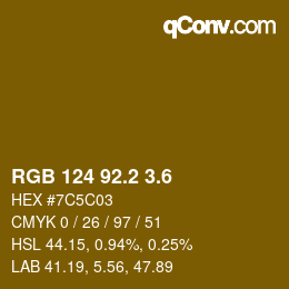 カラーコード: RGB 124 92.2 3.6 | qconv.com