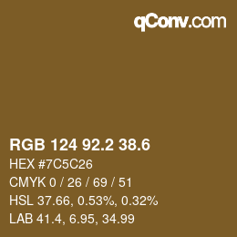 カラーコード: RGB 124 92.2 38.6 | qconv.com
