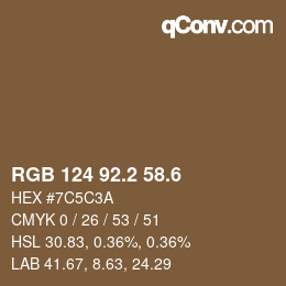 カラーコード: RGB 124 92.2 58.6 | qconv.com
