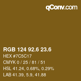カラーコード: RGB 124 92.6 23.6 | qconv.com
