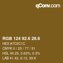 カラーコード: RGB 124 92.6 28.6 | qconv.com