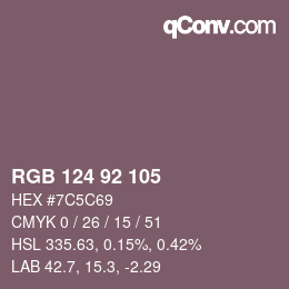 カラーコード: RGB 124 92 105 | qconv.com
