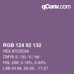 Color code: RGB 124 92 132 | qconv.com