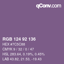 Code couleur: RGB 124 92 136 | qconv.com
