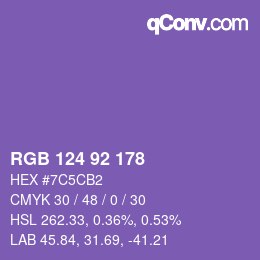 カラーコード: RGB 124 92 178 | qconv.com