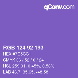 カラーコード: RGB 124 92 193 | qconv.com
