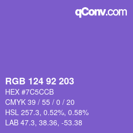 颜色代码: RGB 124 92 203 | qconv.com